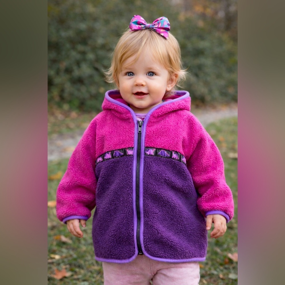 Vintage 90s The Rugged Bear Girls Fleece Dino Jacket Sz 12 to 18 Month Polartec
